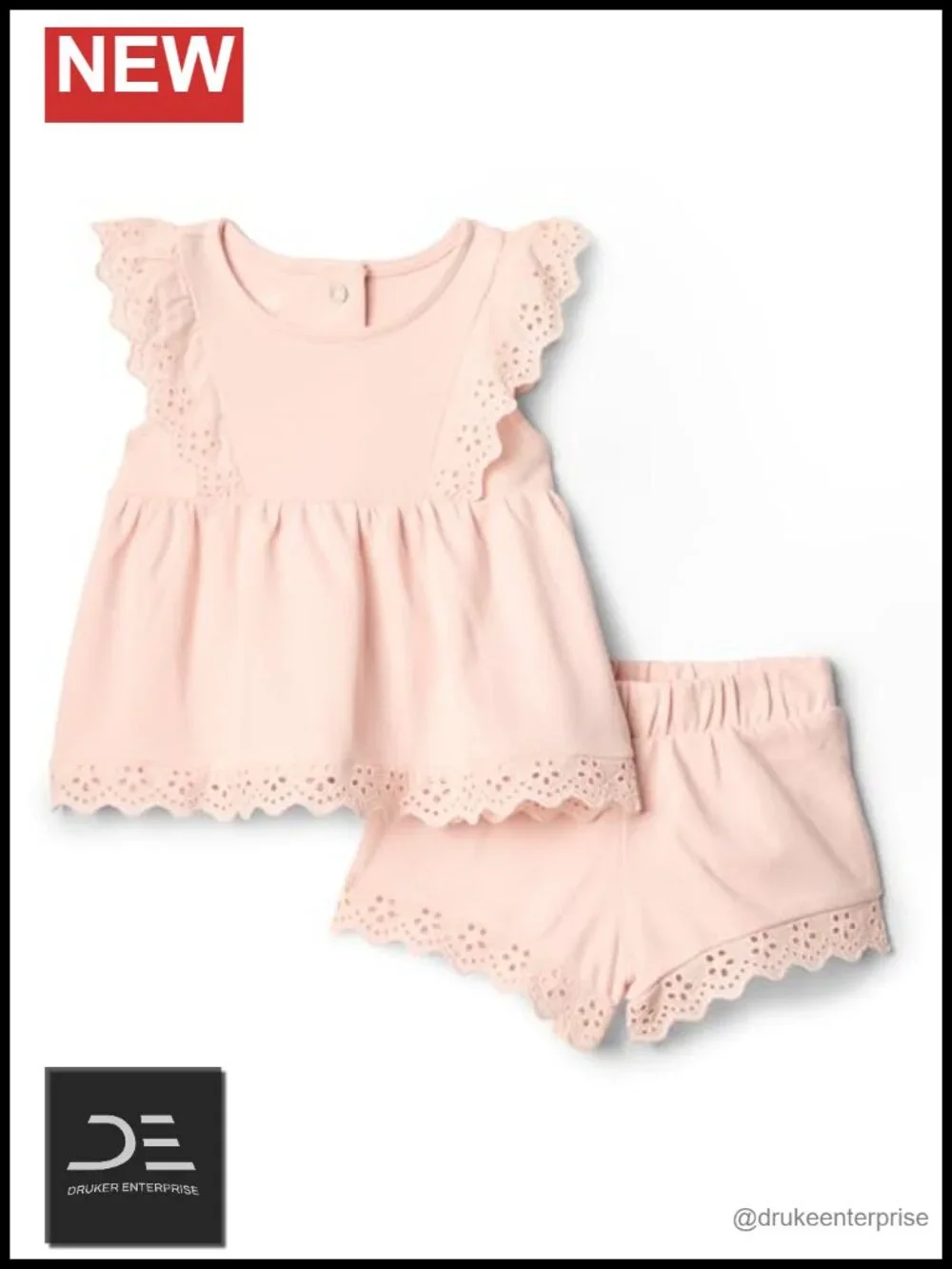 Baby Girls Cotton Eyelet Top & Shorts Play Set, 2pc